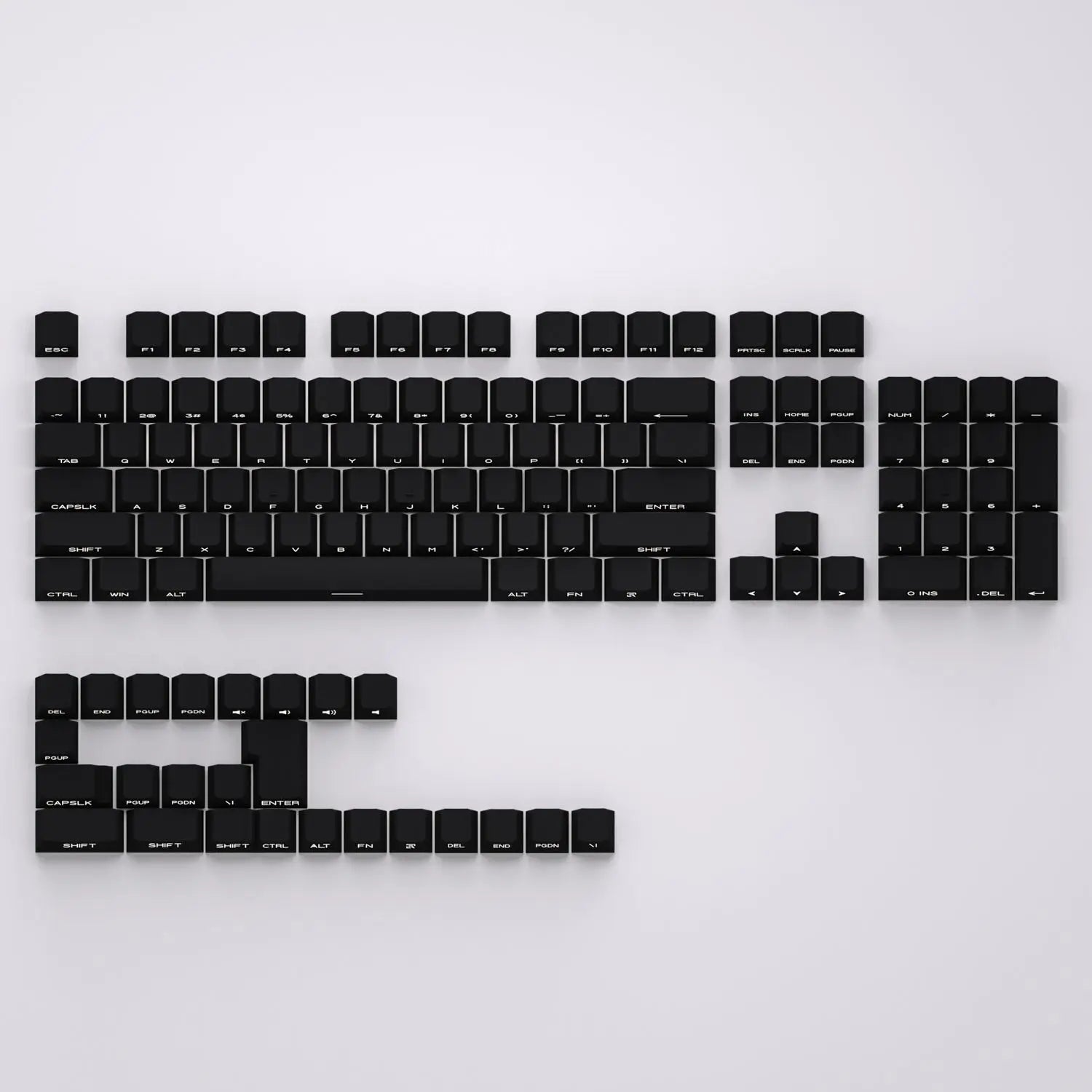 Black Side Engraved Translucent Keycap PBT 130 Key OEM Keyboard Keychain Compatible with 61/75/87/104/108 Mechanical Keyboards