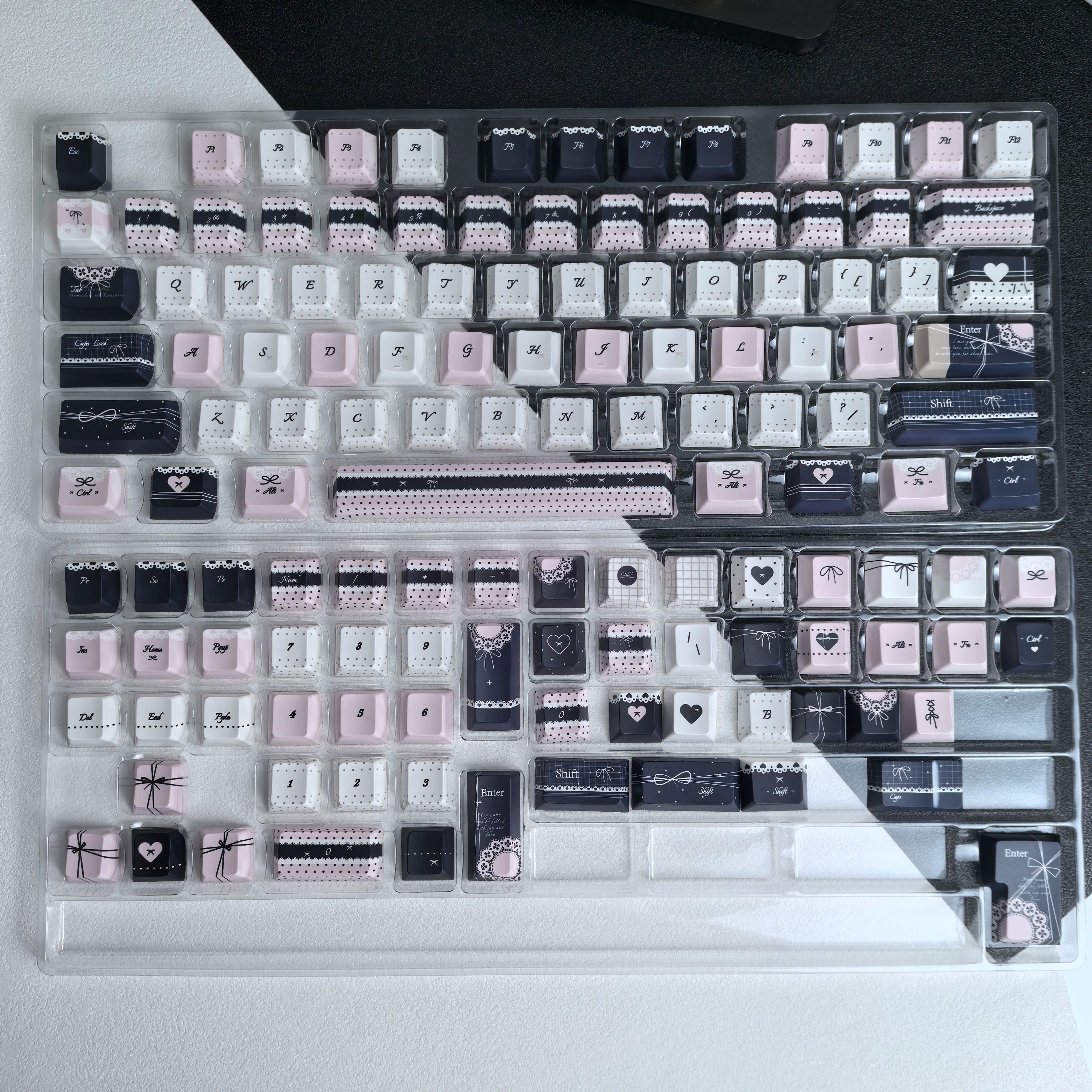 MAIMOOO Lolita Style Keycaps Pbt Moa Cherry Cute Blue Pink Black Customized Sublimation Keycaps AZERTY Alice Layout