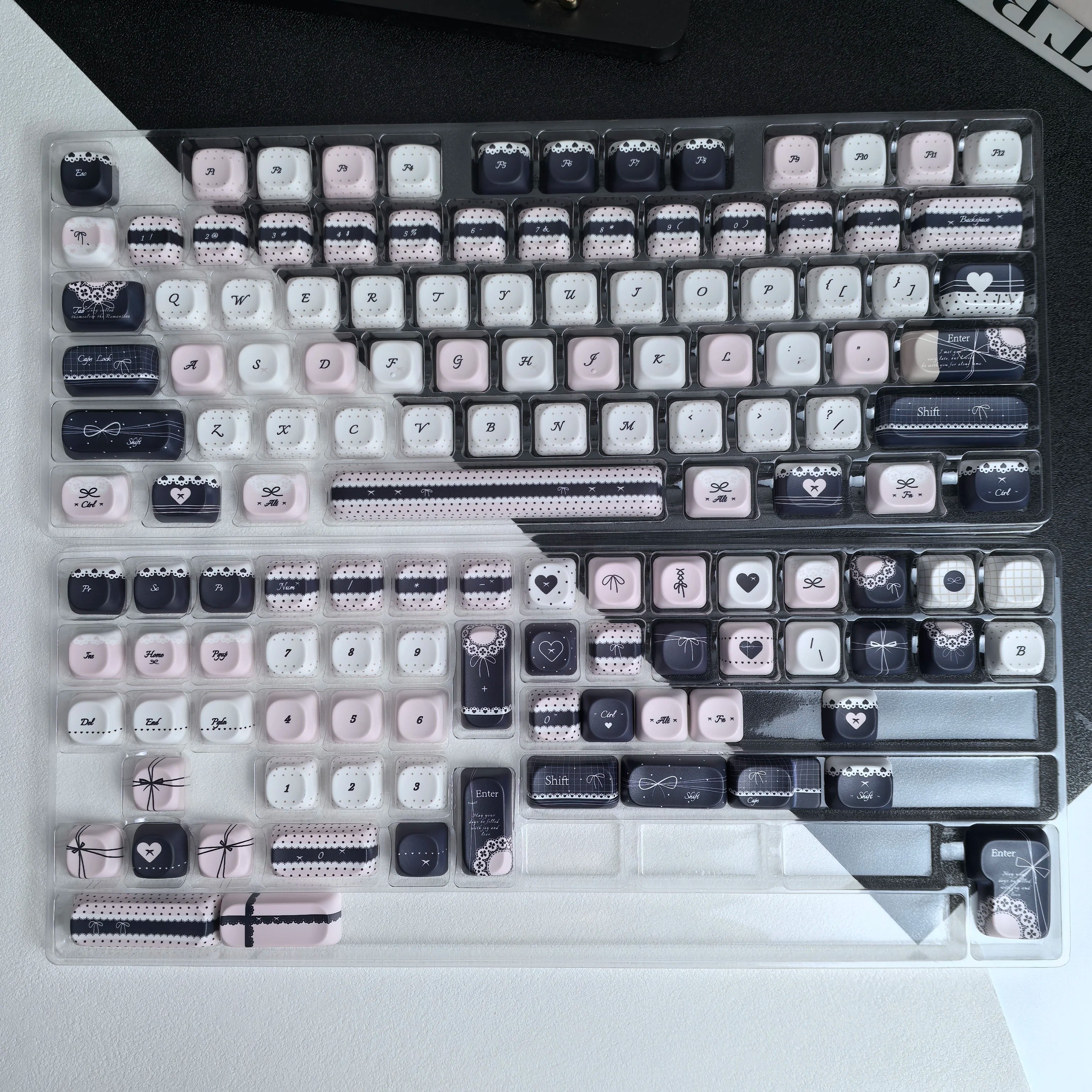 MAIMOOO Lolita Style Keycaps Pbt Moa Cherry Cute Blue Pink Black Customized Sublimation Keycaps AZERTY Alice Layout